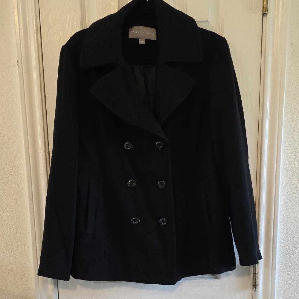 Valerie Stevens Black Double-Breasted Pea Coat